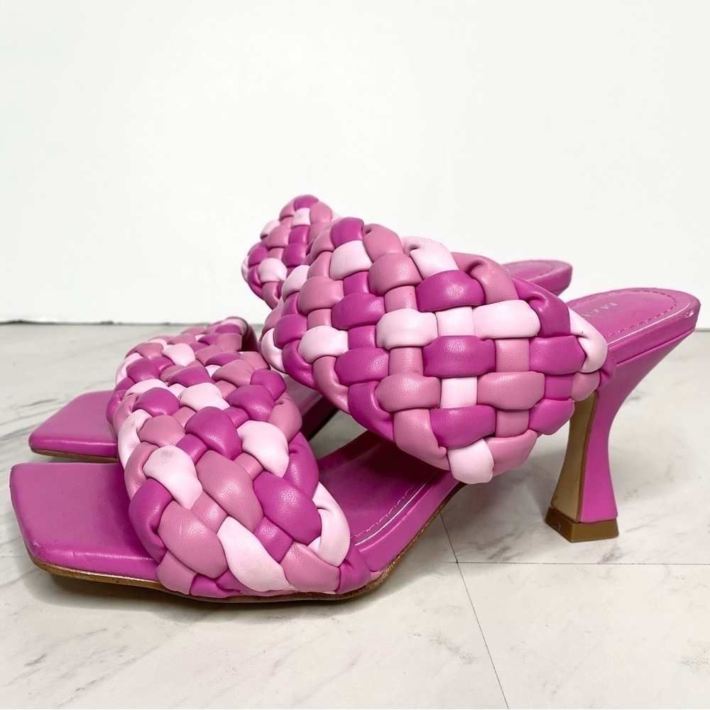 Marc Fisher Toree Pink Faux Leather Braided Heeled Mule Sandal 8M